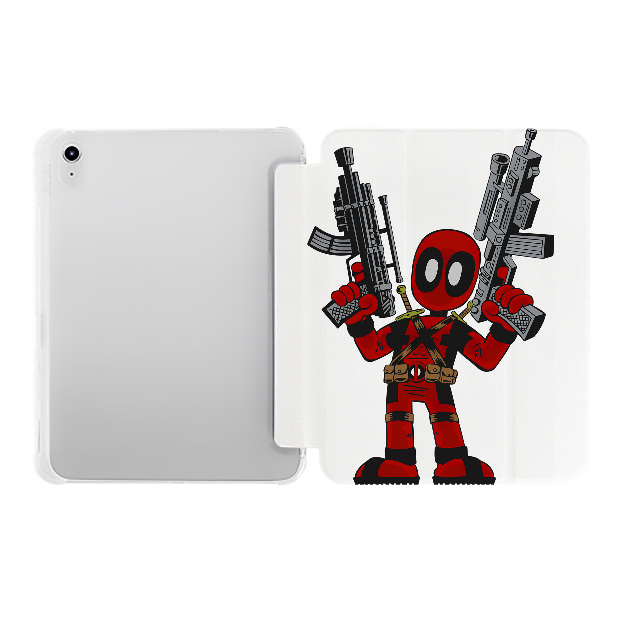 （画像用） Deadpool デッドプール IPad ケース ペン収納付き 三つ折りスタンド PUレザー×シリコン 対応機種9.5/10.5/10.9インチ